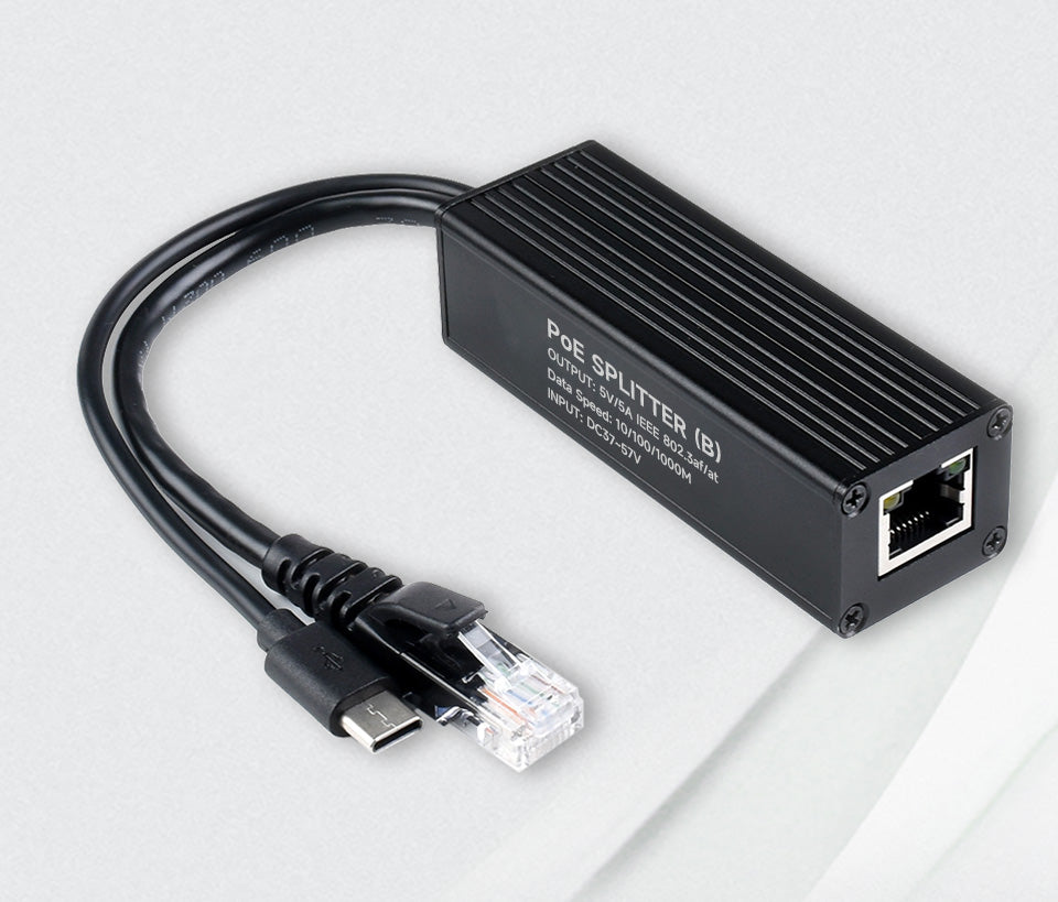 Industrial Gigabit PoE Splitter, 5V 5A Type-C Power Output Port, Onboard MPS Control Chip, Safer And More Stable (Type-C Output)